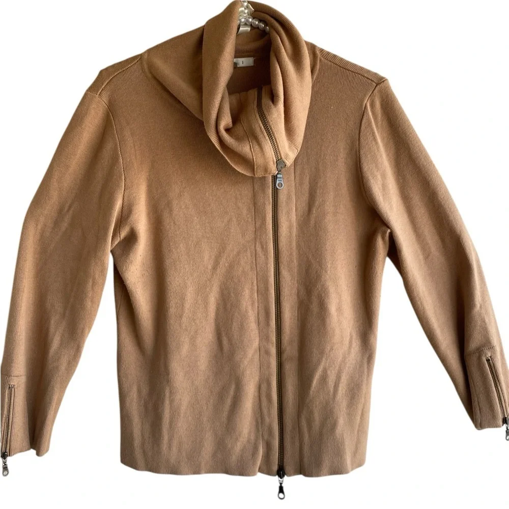 CAbi Brown Turtleneck Sweater with Fitted Silhouette lightweight